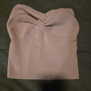 Strapless Twist-Front Knit Tube Top - Blush Pink